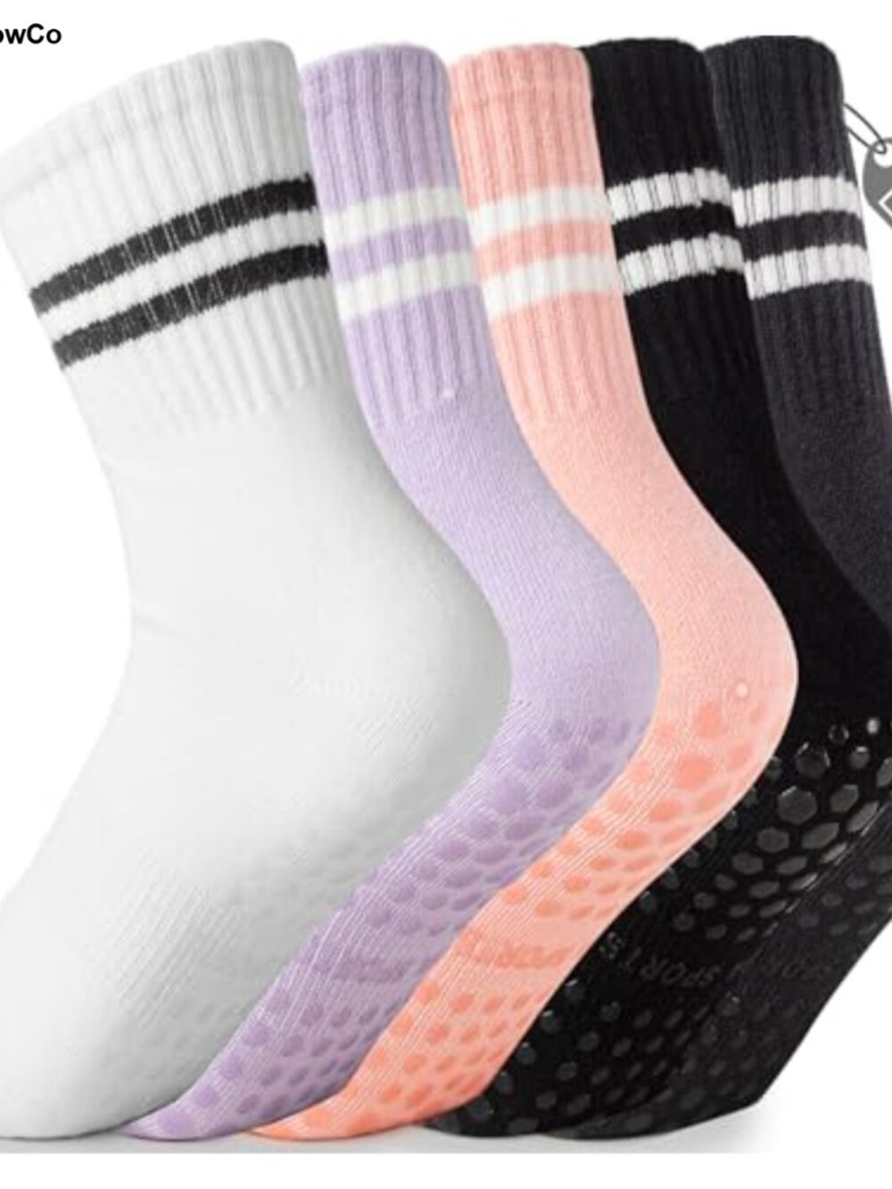 Non-Slip Grip Yoga Pilates Socks for Women Cotton Polyester